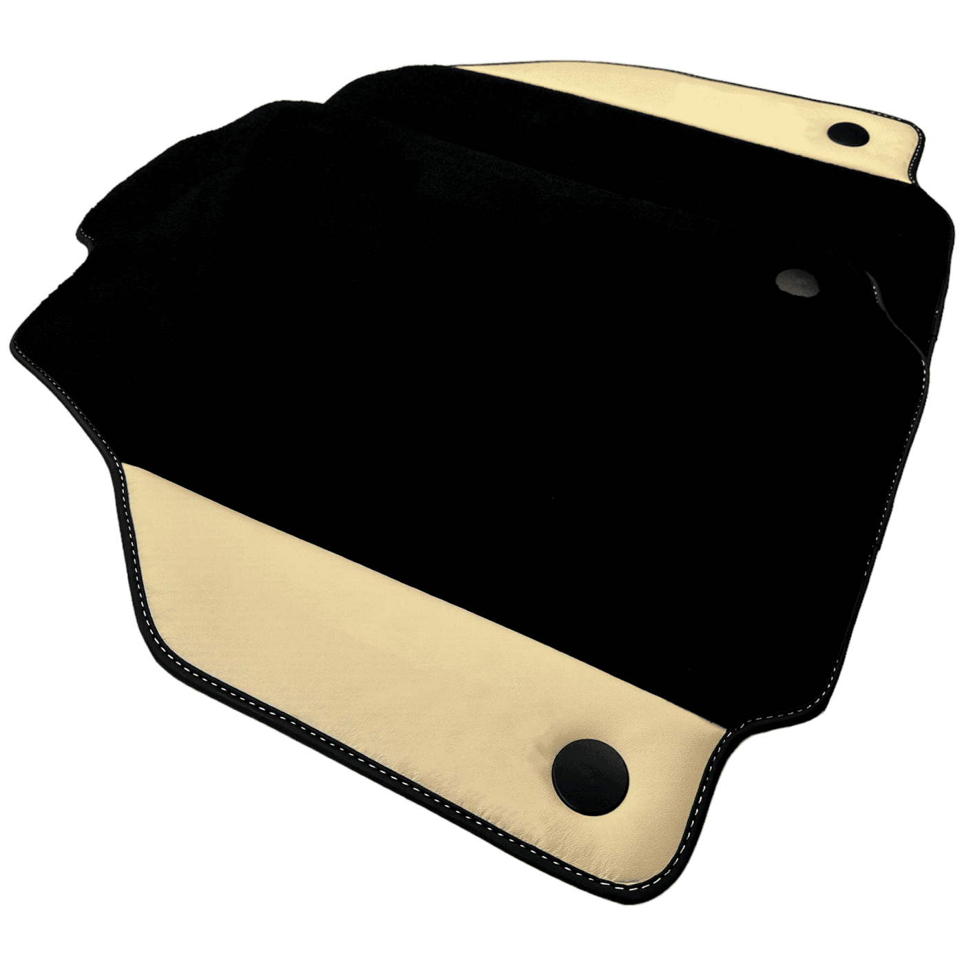 Black Floor Mats for Ferrari 488 Pista Spider (2019-2021) with Crema Nappa Leather - AutoWin