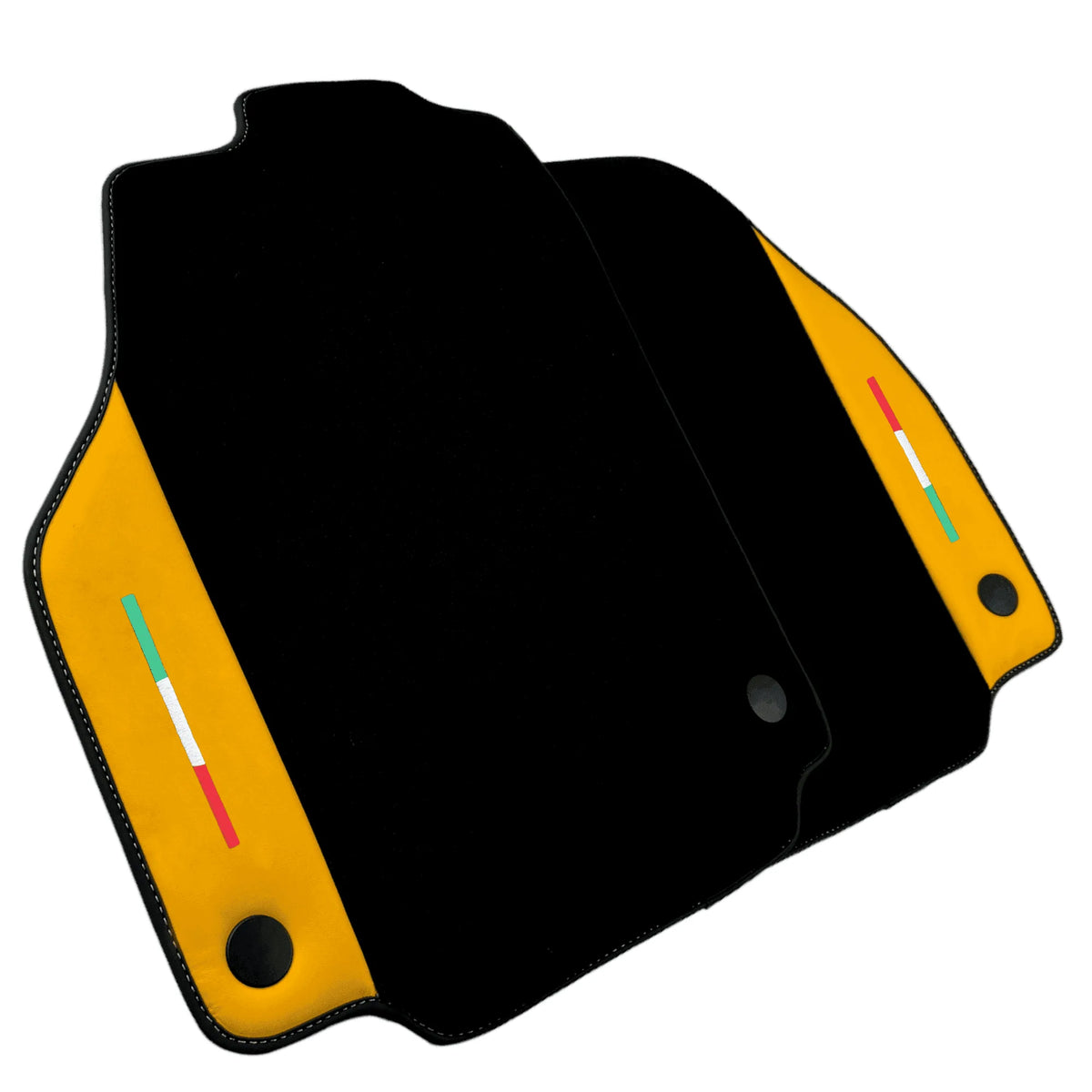 Black Floor Mats for Ferrari 488 GTB (2016-2022) with Yellow Leather | Italian Edition