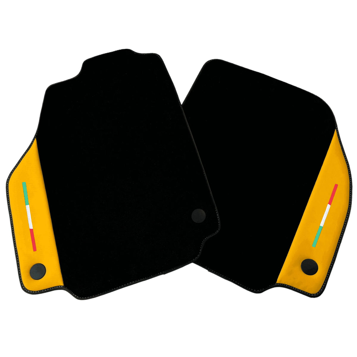 Black Floor Mats for Ferrari 488 GTB (2016-2022) with Yellow Leather | Italian Edition