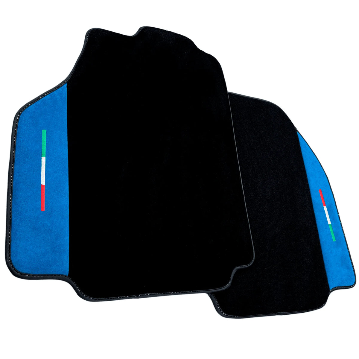 Black Floor Mats For Ferrari 488 Pista Spider 2019-2021 With Blue Alcantara Leather