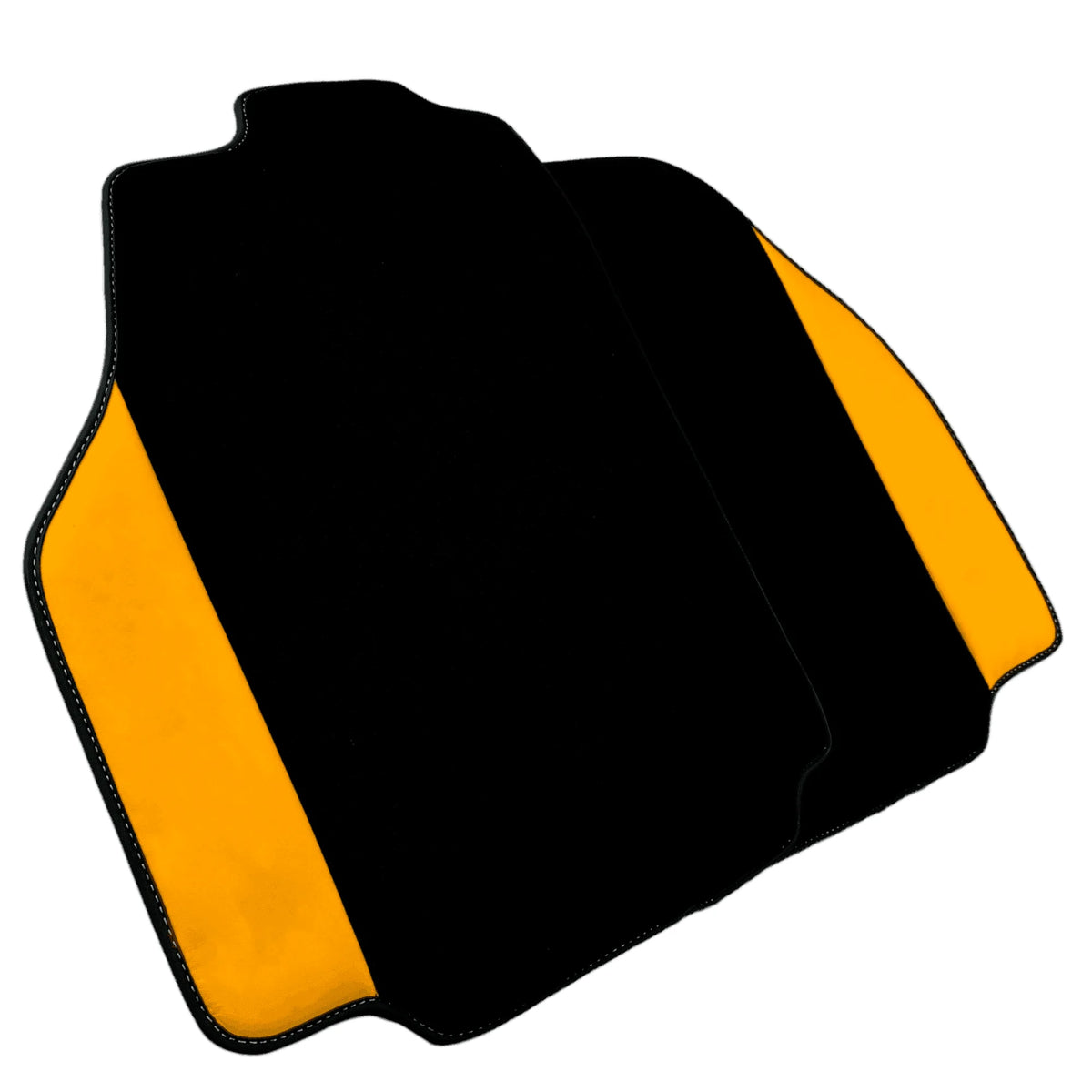 Black Floor Mats for Ferrari 488 Pista Spider (2019-2021) with Yellow Leather