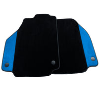 Black Floor Mats For Ferrari 488 Spider 2015-2022 With Blue Alcantara Leather - AutoWin