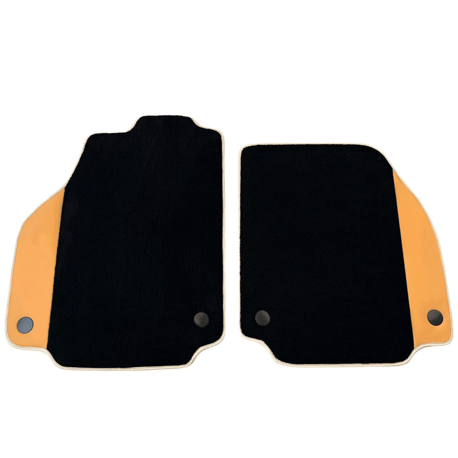 Black Floor Mats For Ferrari 488 Spider (2016-2022) with Beige Nappa Leather Borders - AutoWin