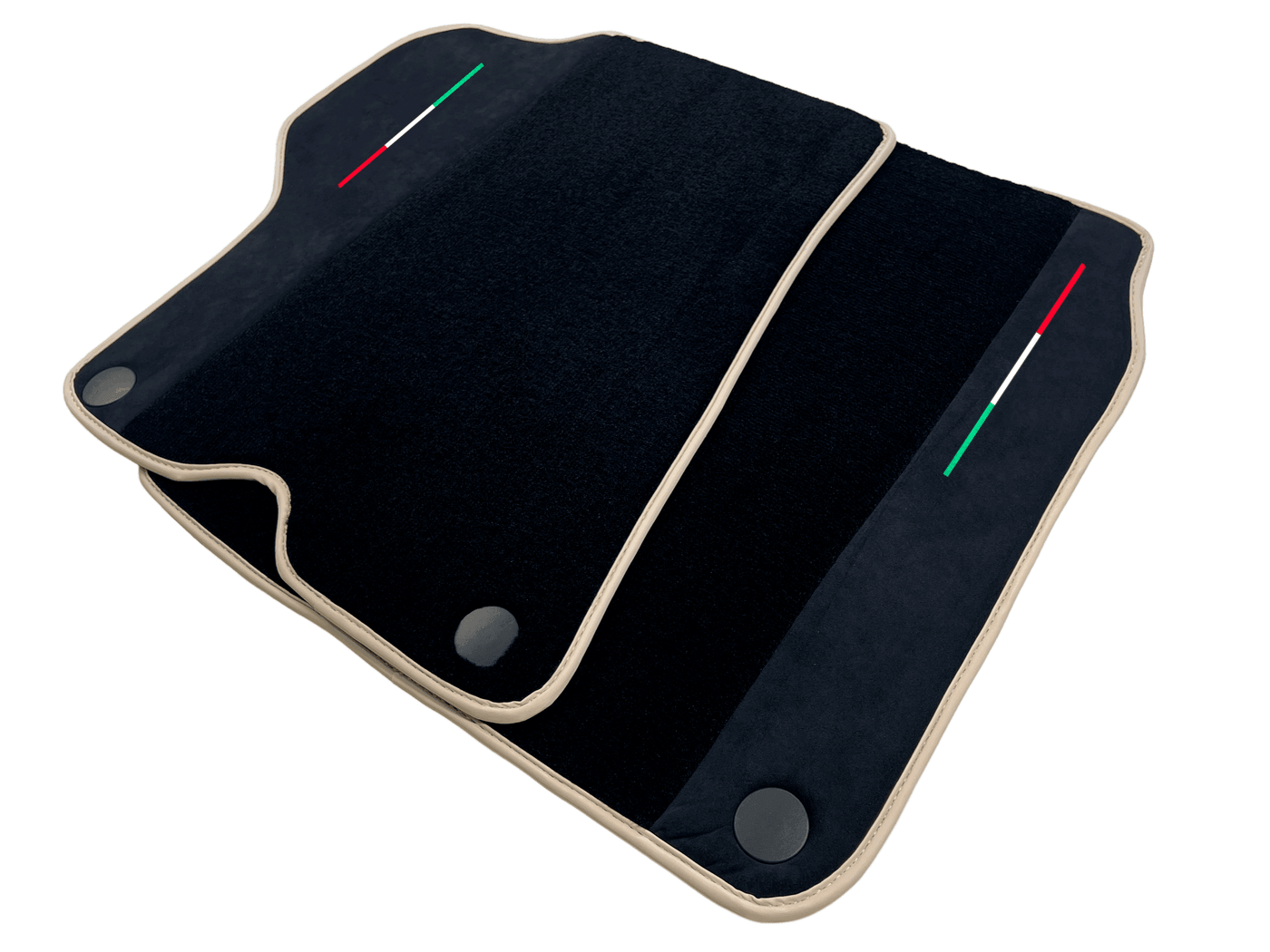 Black Floor Mats For Ferrari California 2008-2014 With Alcantara Beige Trim - AutoWin