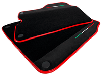 Black Floor Mats For Ferrari California 2008-2014 With Alcantara Red Trim - AutoWin