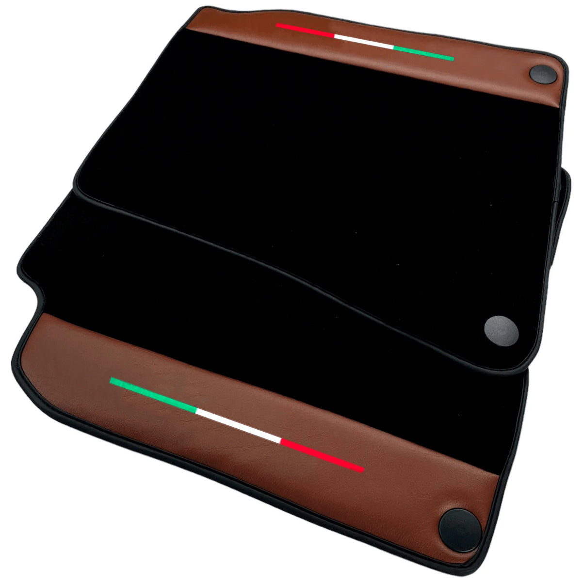 Black Floor Mats For Ferrari California T 2015–2018 with Brown Leather - AutoWin