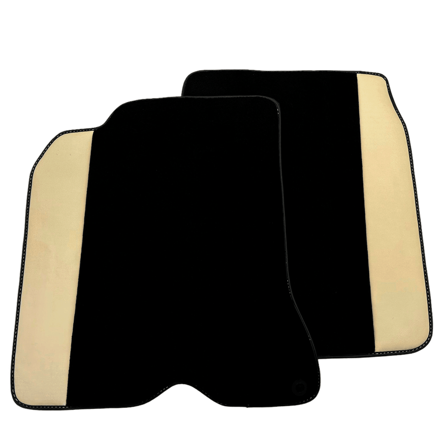 Black Floor Mats for Ferrari California T (2015–2018) Crema Nappa Leather - AutoWin