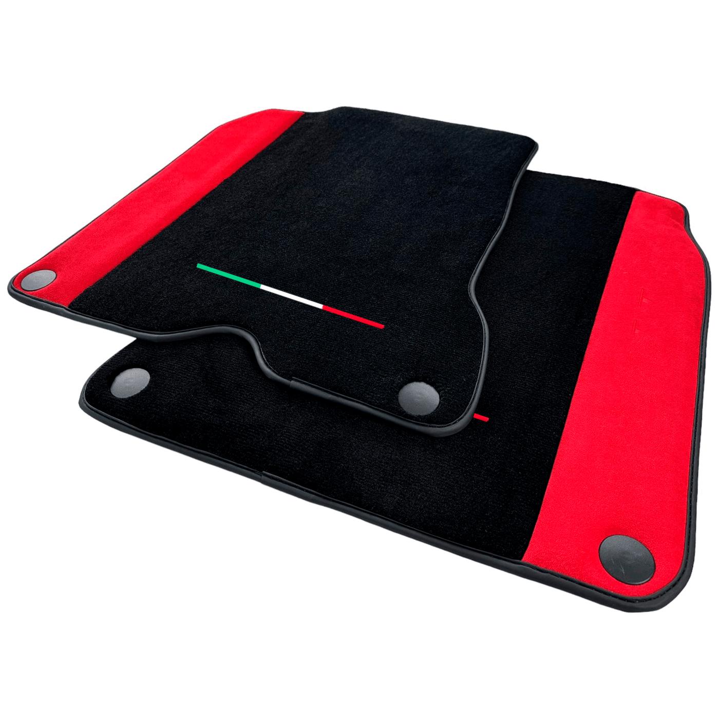 Black Floor Mats For Ferrari California T (2015-2018) with Red Alcantara Leather - AutoWin