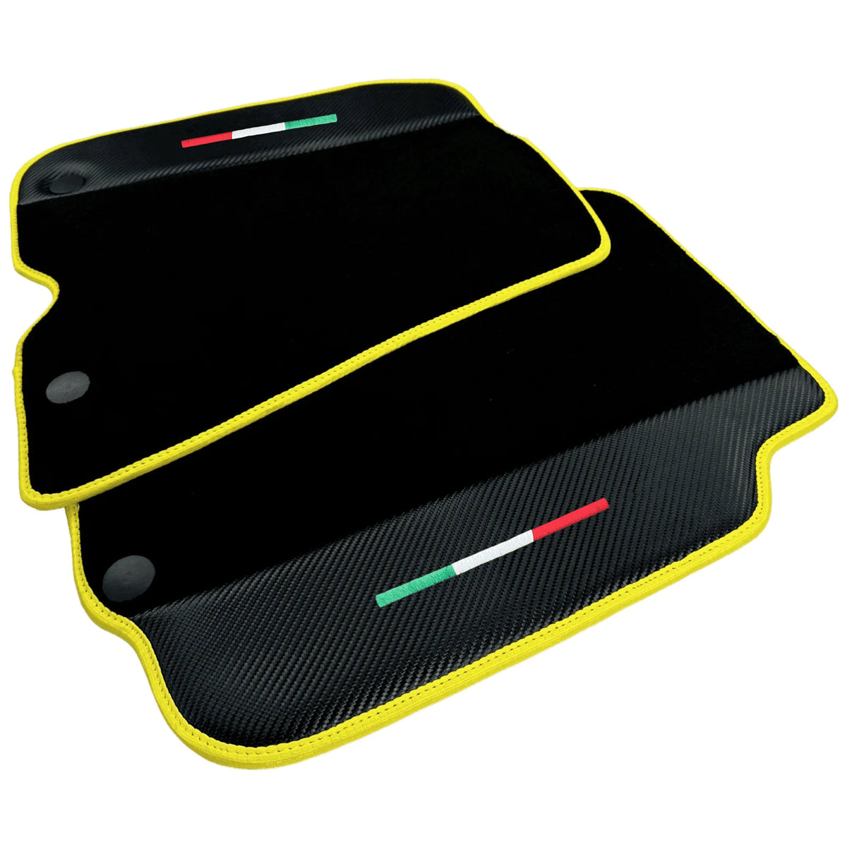 Black Floor Mats for Ferrari F12 Berlinetta (2012-2022) with Carbon Leather - AutoWin