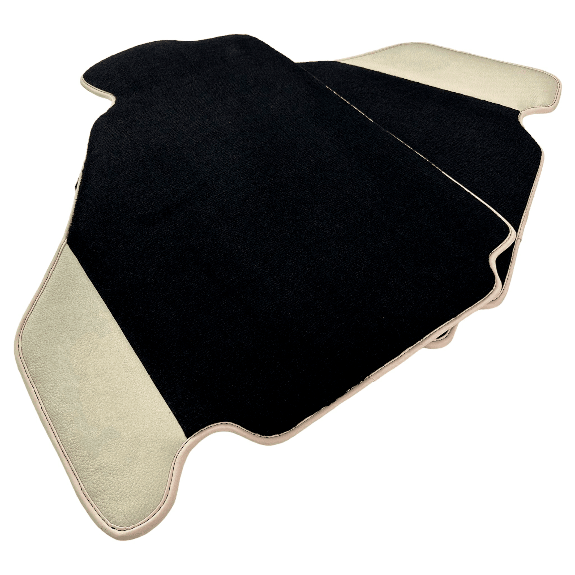 Black Floor Mats For Ferrari F430 2004-2009 With Beige Leather - AutoWin