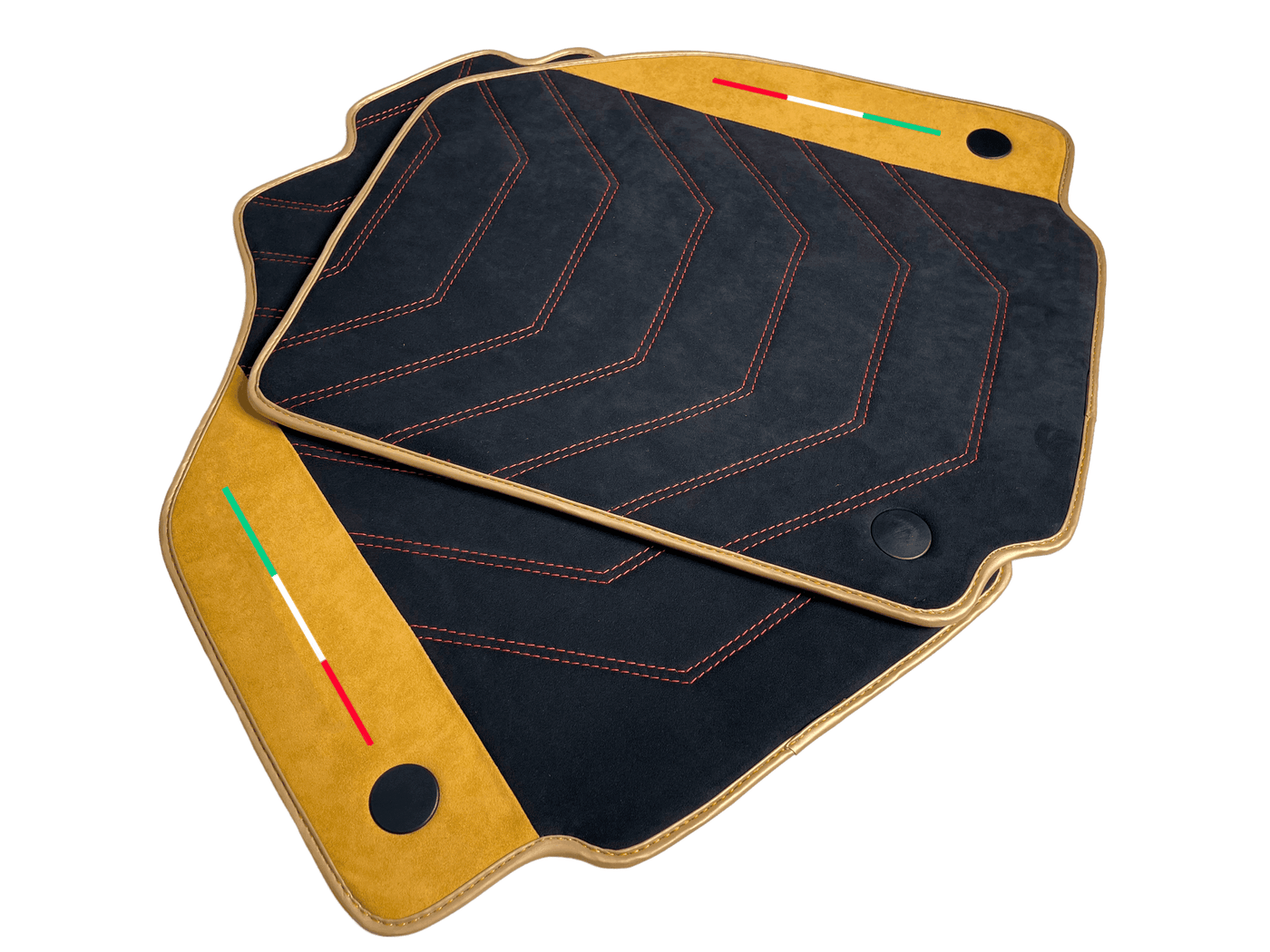 Black Floor Mats For Ferrari F8 Tributo 2019-2023 With Tan Alcantara Leather - AutoWin