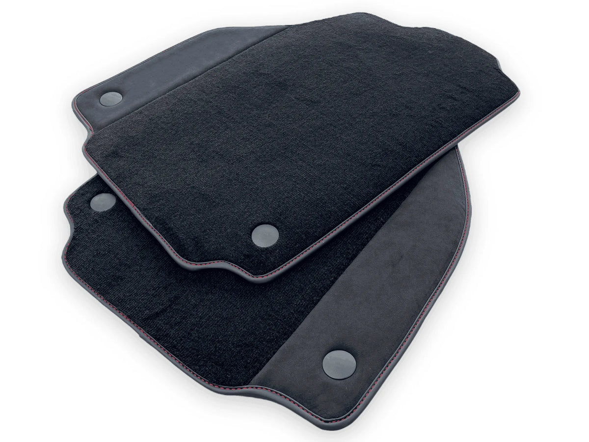 Black Floor Mats For Ferrari F8 Spider 2019-2023 With Alcantara Leather - AutoWin