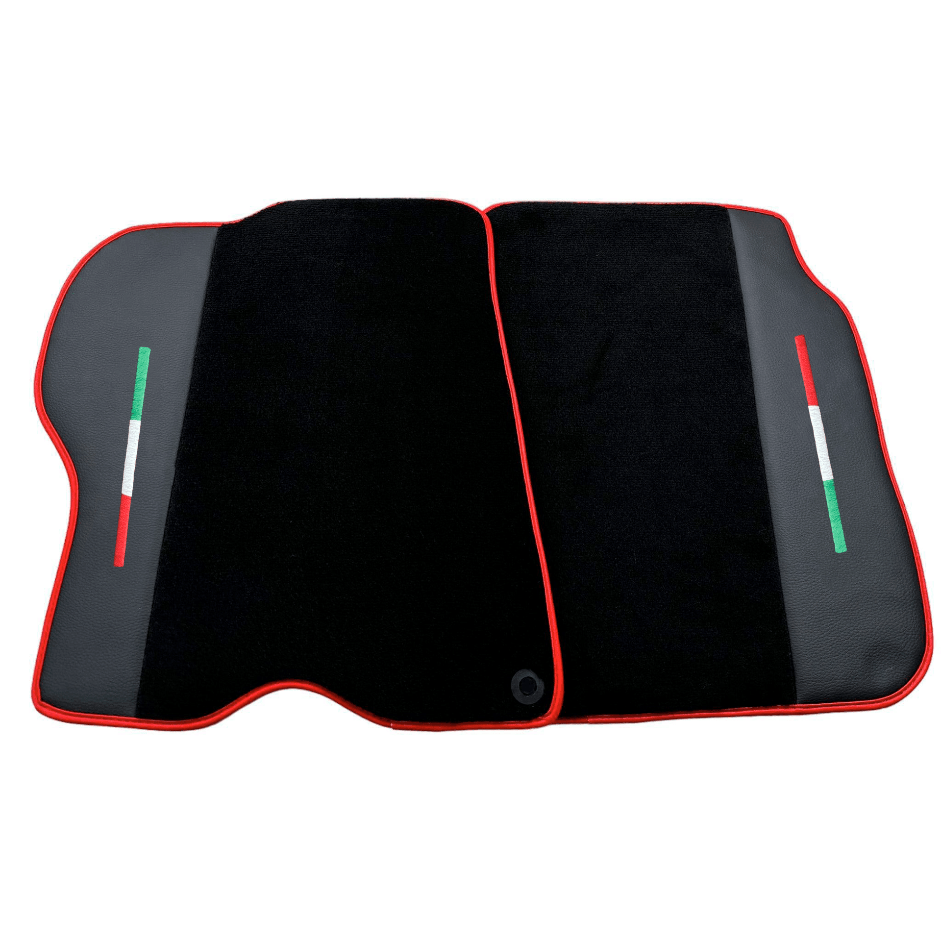 Black Floor Mats For Ferrari GTC4 Lusso (2016-2023) with Leather and Red Trim - AutoWin