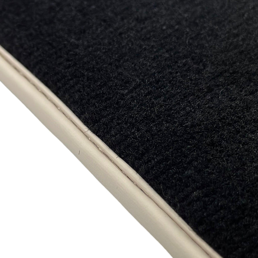 Black Floor Mats For Ferrari GTC4 Lusso (2016-2023) with Leather | Beige Trim - AutoWin