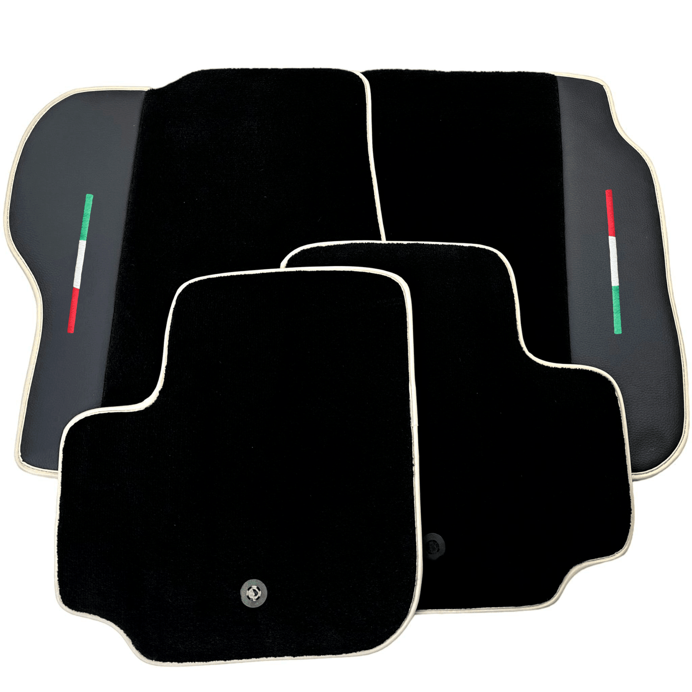 Black Floor Mats For Ferrari GTC4 Lusso (2016-2023) with Leather | Beige Trim - AutoWin