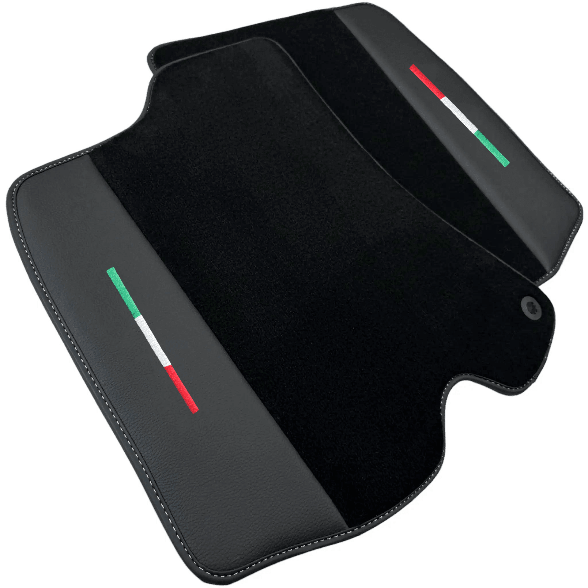 Black Floor Mats for Ferrari Roma (2021-2024) with Leather - AutoWin