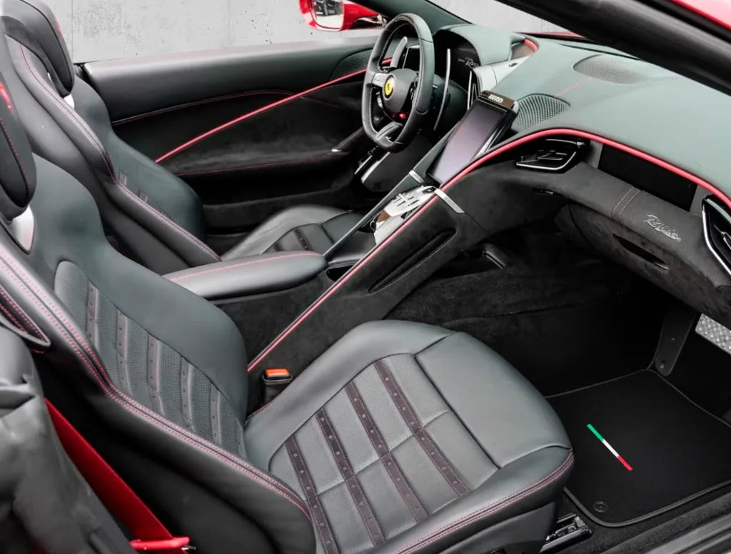 Black Floor Mats For Ferrari Roma (2021-2027) Italian Edition