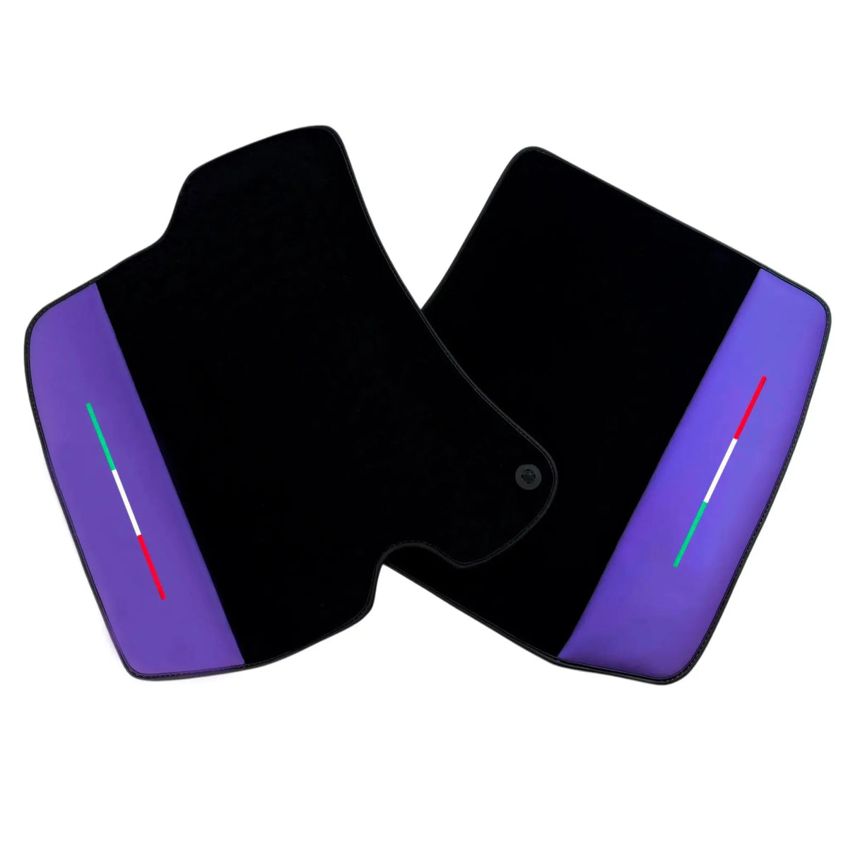 Black Floor Mats for Ferrari Roma (2021-2027) with Purple Leather | Italian Edition