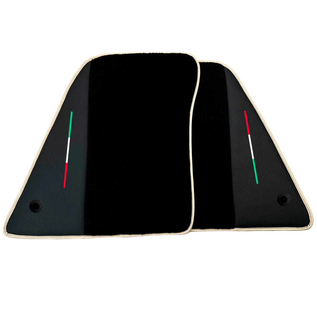 Black Floor Mats for Ferrari SF90 Stradale (2019-2024) with Leather | Beige Trim - AutoWin