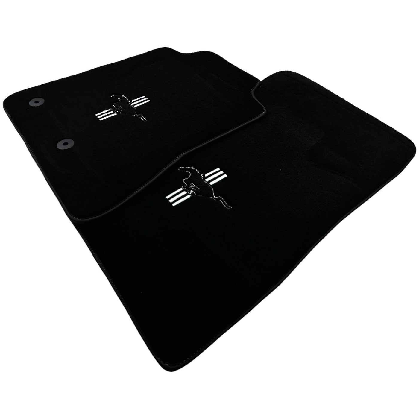 Black Floor Mats For Ford Mustang VI (2015-2023) With Pony - AutoWin