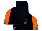 Custom Black Floor Mats for Lamborghini Huracan with Orange Alcantara Leather