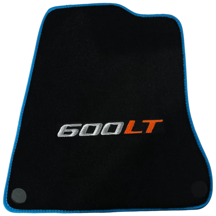 Black Floor Mats for McLaren 600 LT (2018-2020) With Blue Trim - AutoWin