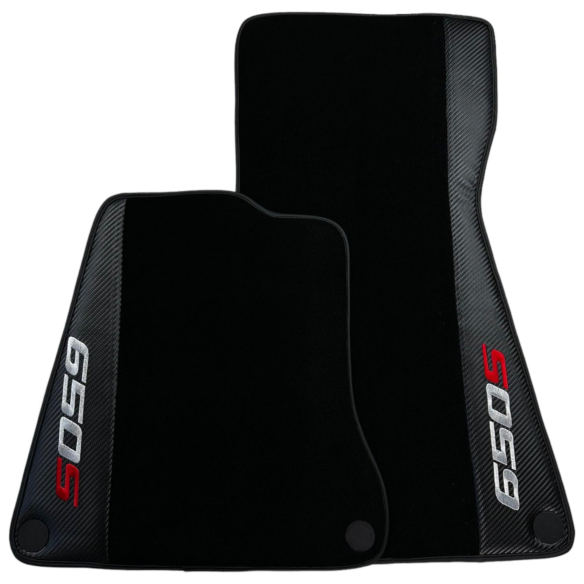 Black Floor Mats For McLaren 650S Black Tailored With Carbon Leather - AutoWin