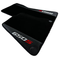 Black Floor Mats For McLaren 650S Black Tailored With Carbon Leather - AutoWin