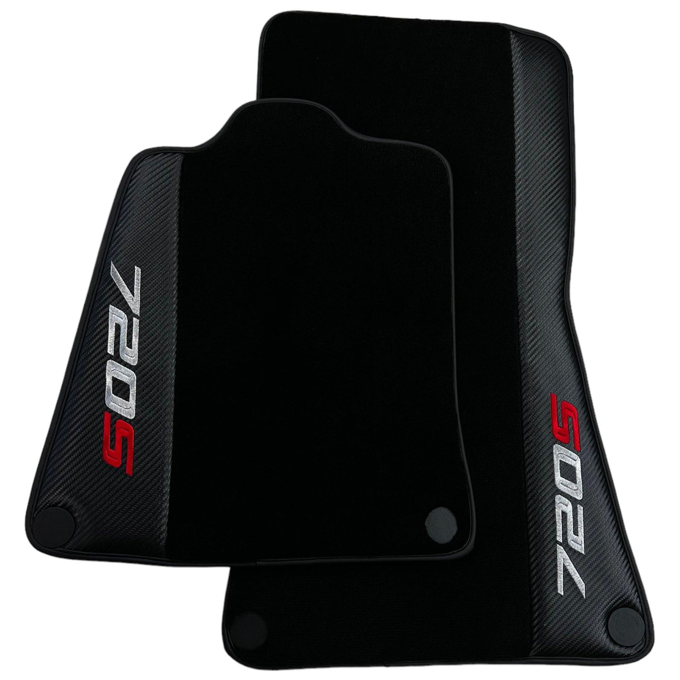 Black Floor Mats For McLaren 720S (2017-2021) with Carbon Leather - AutoWin