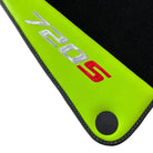 Black Floor Mats For McLaren 720S Year 2017-2021 With Green Leather - AutoWin