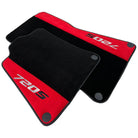 Black Floor Mats For McLaren 720S Year 2017-2021 With Red Alcantara Leather - AutoWin