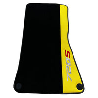 Black Floor Mats For McLaren 720S Year 2017-2021 With Yellow Leather - AutoWin