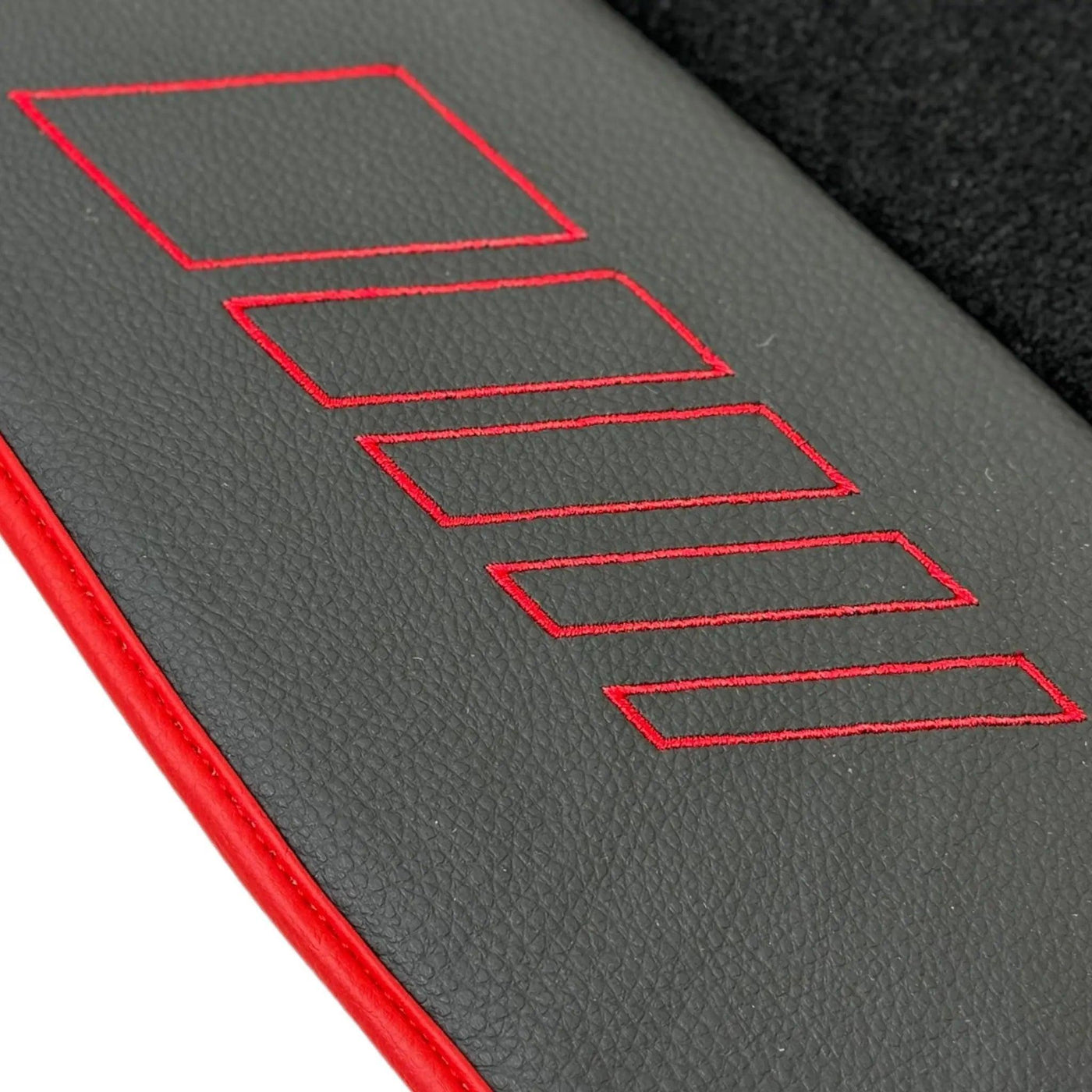 Black Floor Mats for Mercedes Benz E-Class W213 Sedan (2020-2023) Hybrid | Red Trim - AutoWin