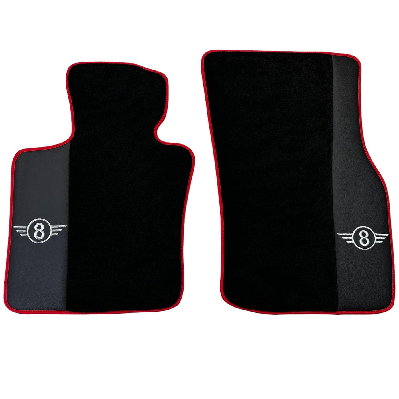 Black Floor Mats for Mini Cooper / One F55 5-doors (2015-2023) With Leather | Red Trim - AutoWin