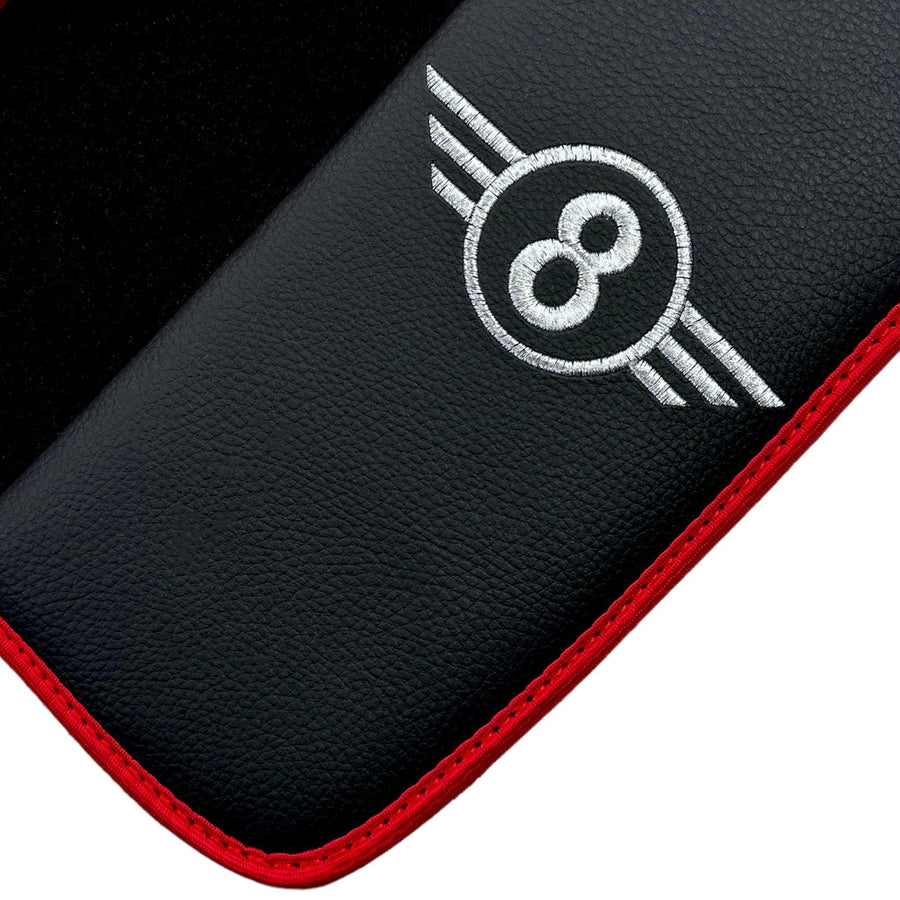 Black Floor Mats for Mini Cooper / One F56 3-doors (2014-2023) With Leather | Red Trim - AutoWin