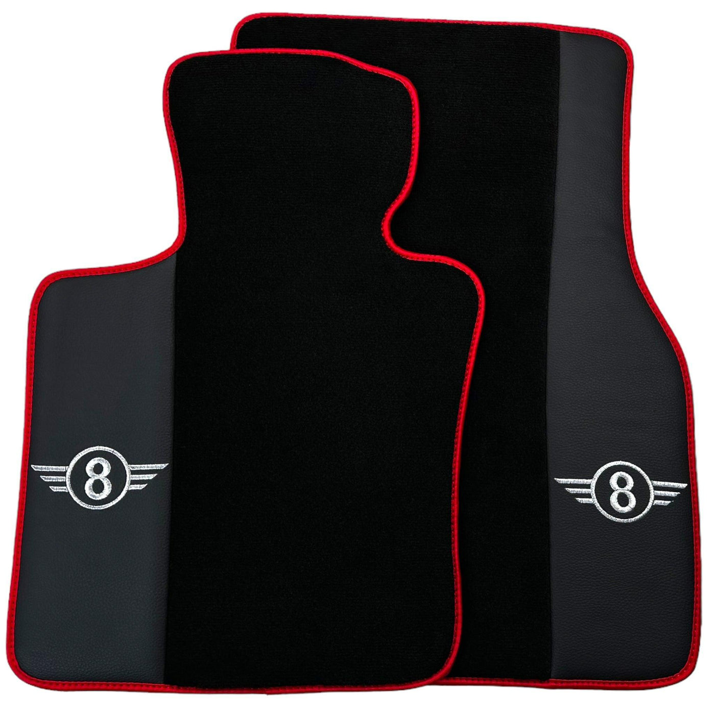 Black Floor Mats for Mini Countryman R60 (2010-2017) With Leather | Red Trim - AutoWin