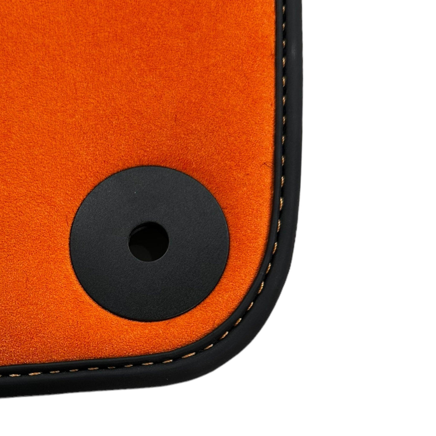 Black Floor Mats for Porsche 718 Boxster (2016-2023) with Orange Alcantara Leather ER56 Design - AutoWin