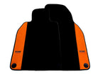 Black Floor Mats for Porsche 718 Cayman (2017-2023) with Orange Alcantara Leather ER56 Design - AutoWin