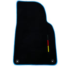 Black Floor Mats for Porsche 911 - 992 (2019-2024) with Blue Trim - AutoWin
