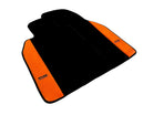 Black Floor Mats for Porsche 987 Cayman (2009-2012) with Orange Alcantara Leather ER56 Design - AutoWin
