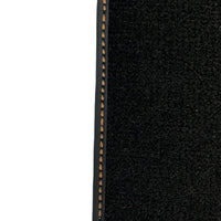 Black Floor Mats for Porsche Cayenne (2003-2010) with Orange Alcantara Leather ER56 Design - AutoWin