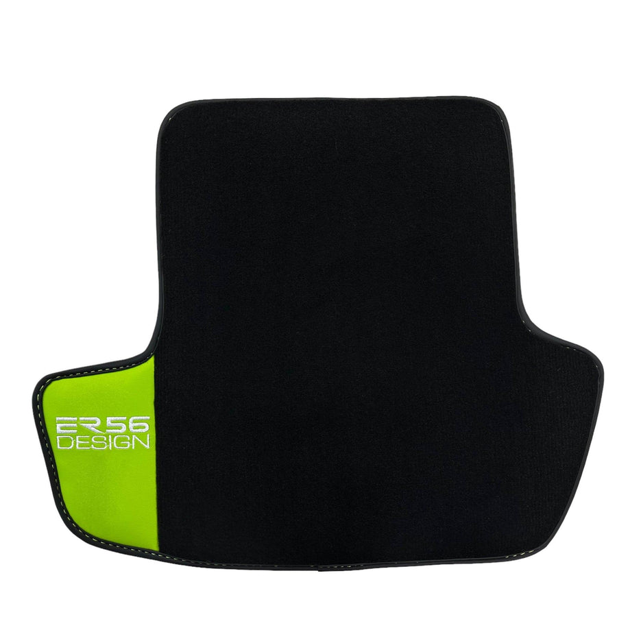 Black Floor Mats for Porsche Cayenne (2018-2023) with Green Leather ER56 Design - AutoWin