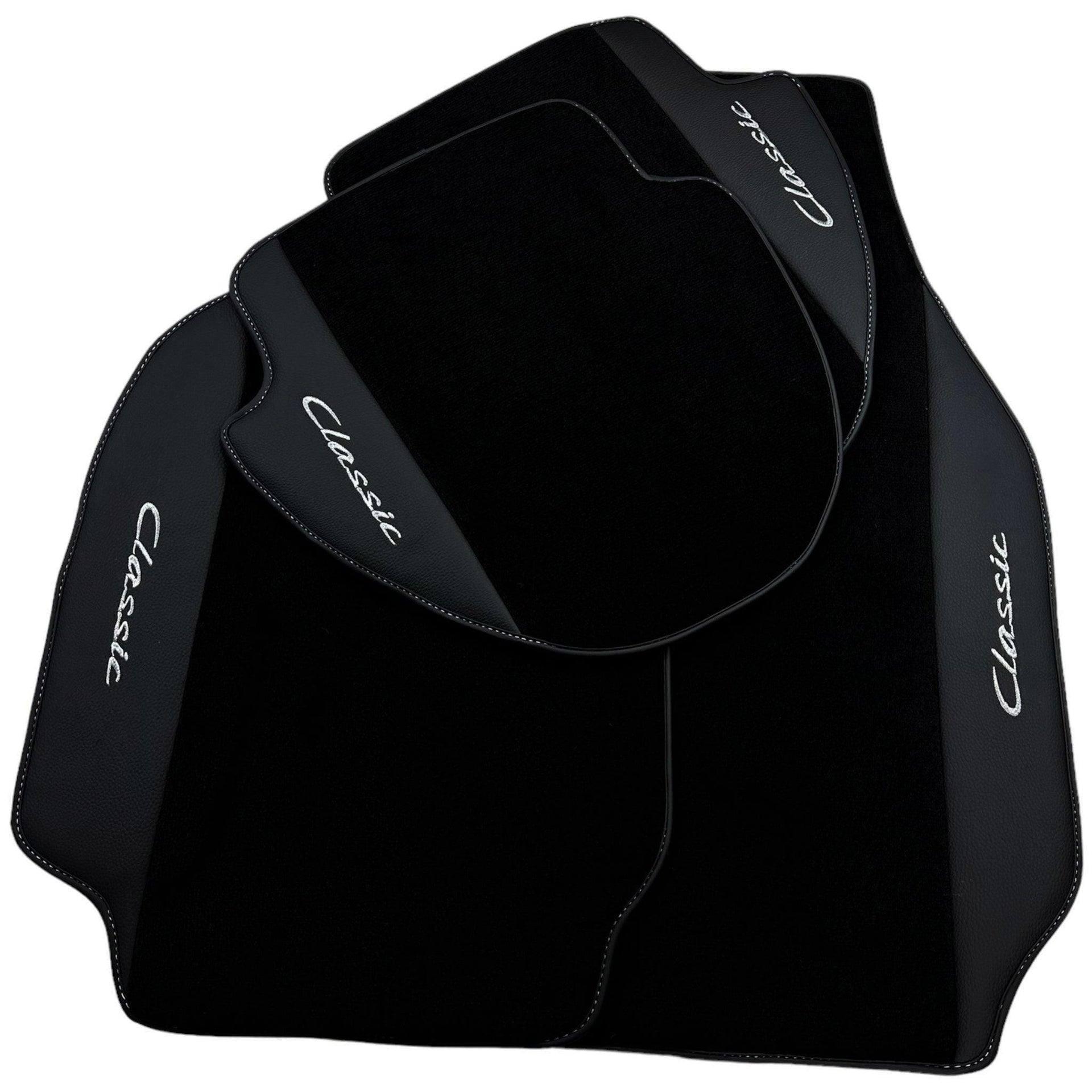 Black Floor Mats for Porsche Classic 911 (1963-1989) with Leather - AutoWin