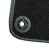 Black Floor Mats for Porsche Panamera (2009-2016) with Green Leather ER56 Design - AutoWin