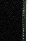 Black Floor Mats for Porsche Panamera (2017-2023) with Green Leather ER56 Design - AutoWin