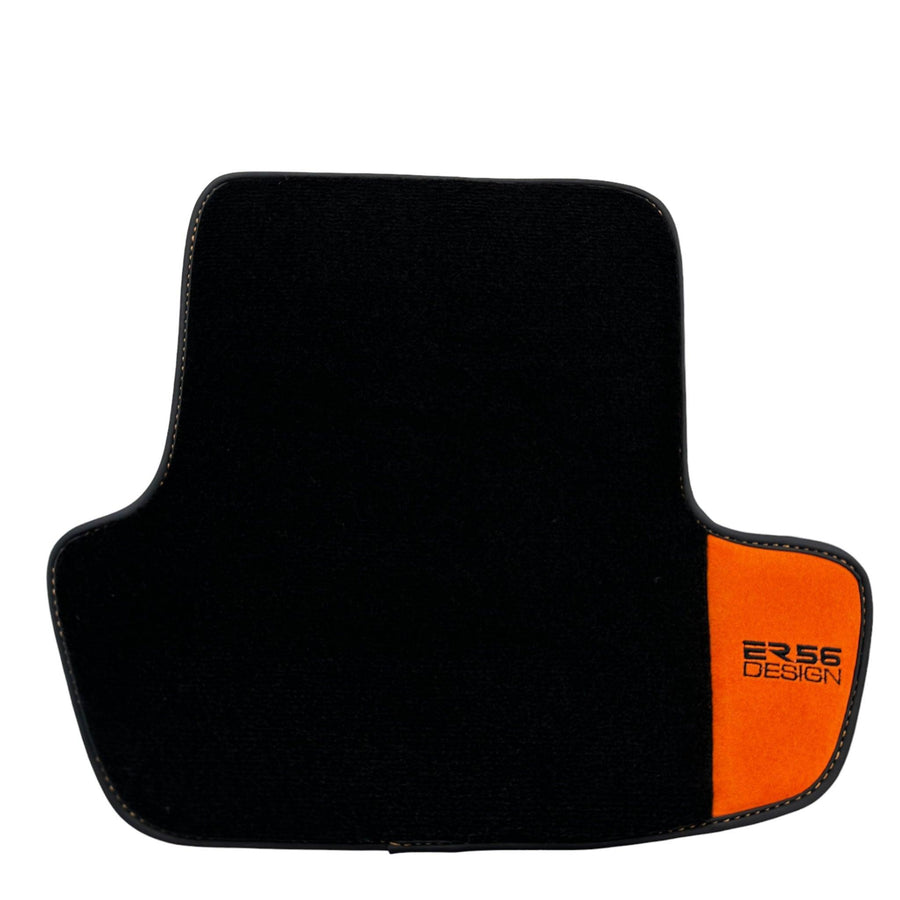 Black Floor Mats for Porsche Panamera (2017-2023) with Orange Alcantara Leather ER56 Design - AutoWin