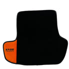 Black Floor Mats for Porsche Taycan (2019-2023) with Orange Alcantara Leather ER56 Design - AutoWin