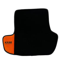 Black Floor Mats for Porsche Taycan (2019-2023) with Orange Alcantara Leather ER56 Design - AutoWin