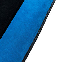 Black Floor Mats For Rolls Royce Black Badge Cullinan Blue Alcantara Leather - AutoWin