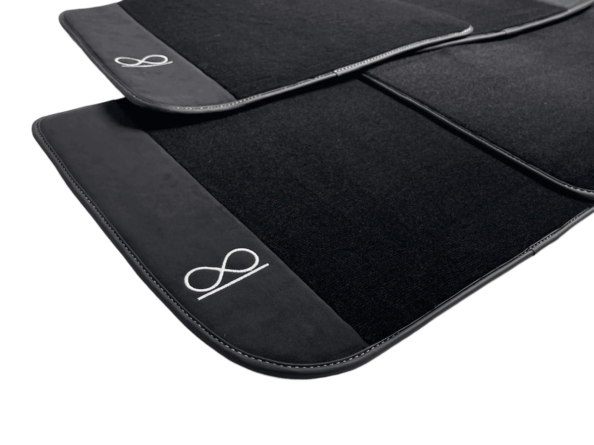 Black Floor Mats For Rolls Royce Black Badge Ghost Fluorescent Logo - AutoWin